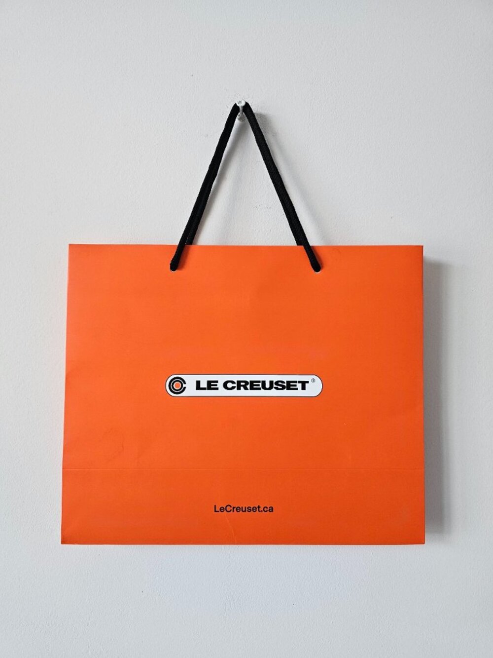 New LE CREUSET Orange Paper Bag, 12" x 10" x 5"